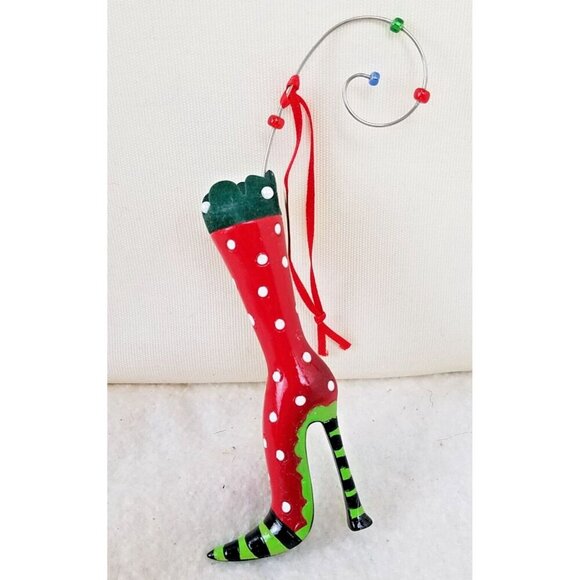 Lollipop sticks Christmas tree ornament department 56 red shoe polka dots - Picture 2 of 7